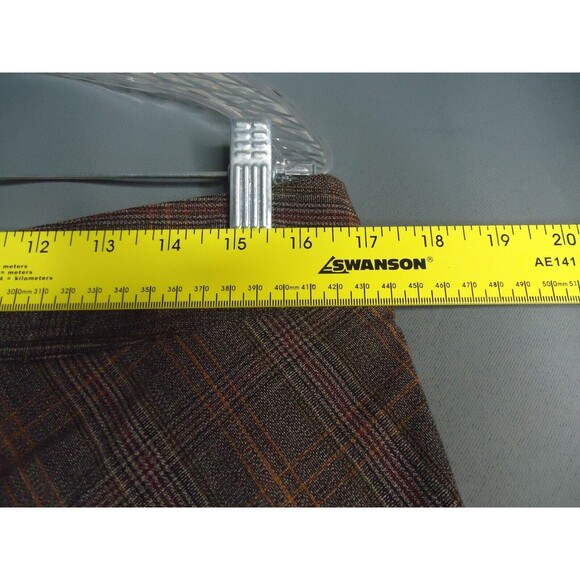 Christopher & Banks Brown Plaid Knee Length Skirt Side Zip Womens Size 12 Petite - Picture 5 of 7